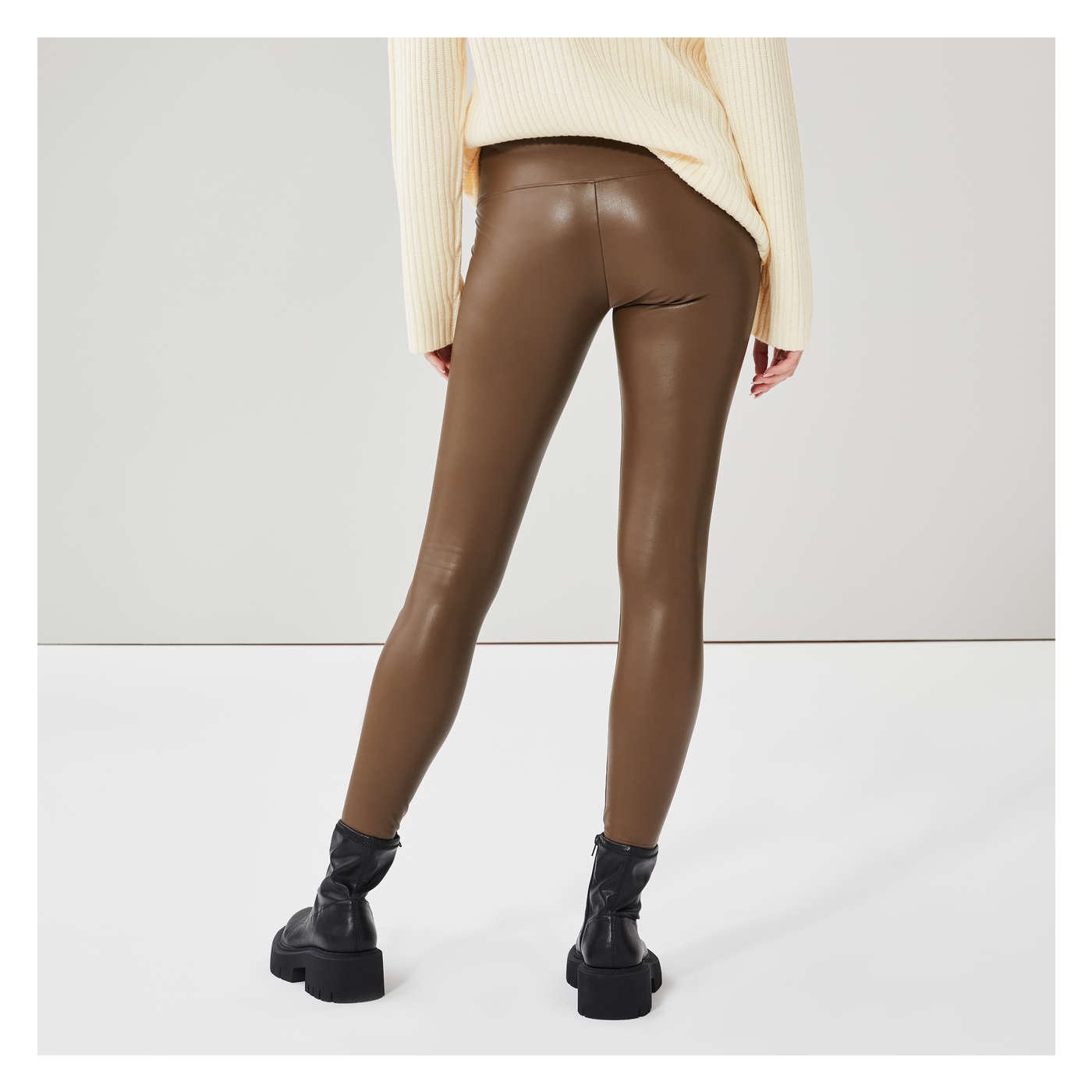 Legging en similicuir dans Brun Poussiereux Joe Fresh